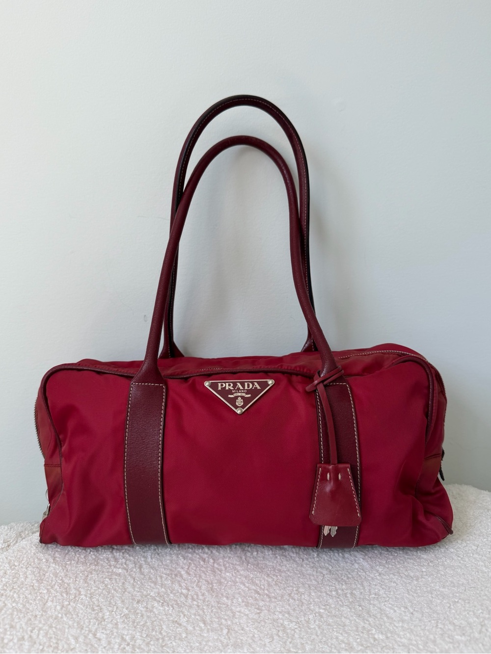 PRADA vintage red boston shoulder bag